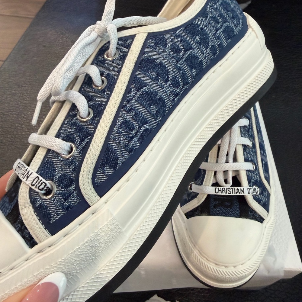 Dior Blue Denim Walk'nDior Platform Sneakers Box Label